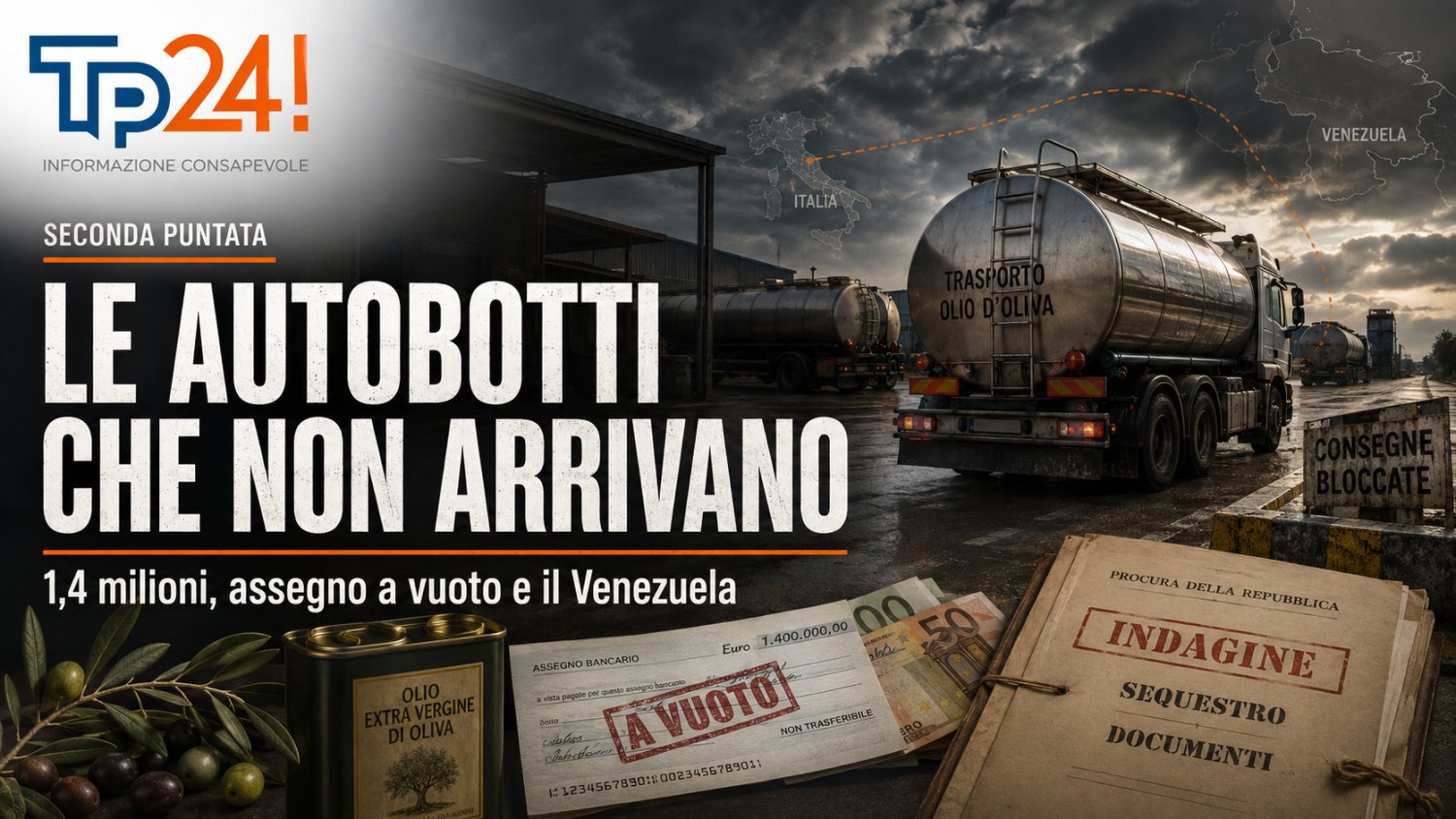 Castelvetrano, il mistero dell'olio mai arrivato: 30 autobotti, 1,4 milioni e l'assegno senza fondi
