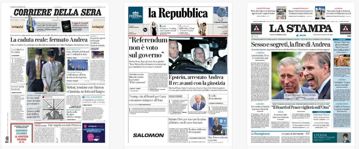 https://www.tp24.it/immagini_articoli/20-02-2026/1771567808-0-20-febbraio-arresto-del-principe-andrea-trump-apre-il-board-of-peace-ultimatum-iran.png