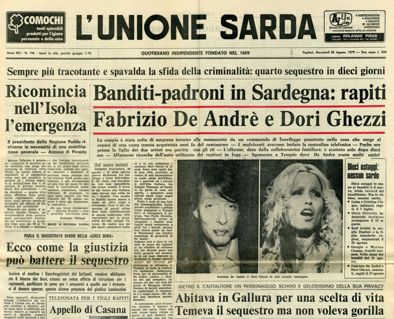 Quando Fabrizio De Andrè e Dori Ghezzi vennero rapiti